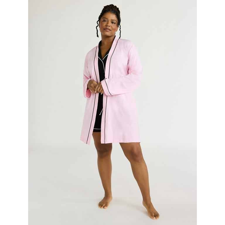 Joyspun Women s Cotton Blend Knit Wrap Robe Sizes S to 3X Size Large Pink