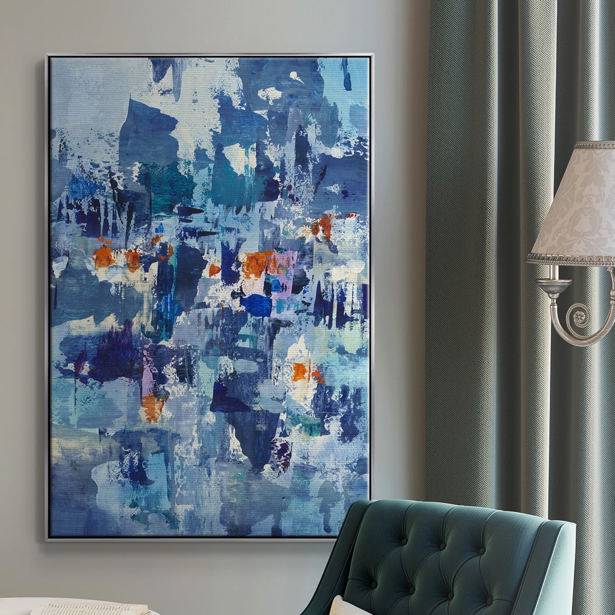 Reticent III Framed Premium Gallery Wrapped Canvas - Ready to Hang - 25 x 37 - Silver Floating Frame