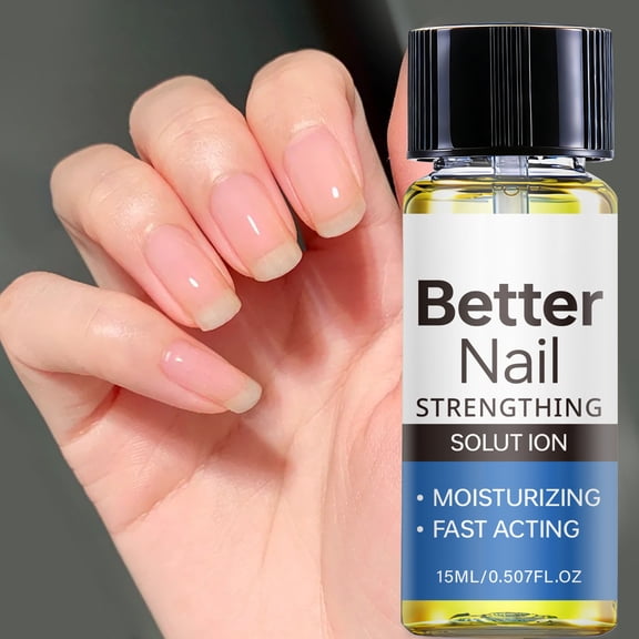Lenkho Fast Acting Liquid Nail Strengthener, Clear Nail Repair Treatment with Keratin & Aloe Vera for Weak, Brittle Nails, Plant-Based Formula, Hydrates Cuticles, 15ml