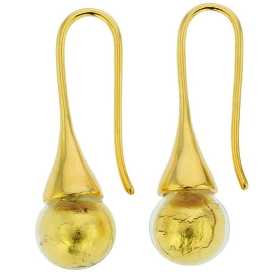 GlassOfVenice Murano Glass Drop Earrings - Liquid Gold