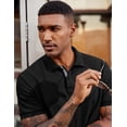 thumbnail image 3 of COOFANDY Mens Polo Shirts Short Sleeve Cotton Pique T-Shirts 2 Buttons Casual Performance Golf Shirts, 3 of 6