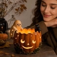 thumbnail image 4 of Pumpkin Bowl with Ghost Cat Halloween Decorations Jack-O-Lantern Tealight Candle Holder Fall Table Centerpiece Mantel Shelf Autumn Home Decor,B, 4 of 4