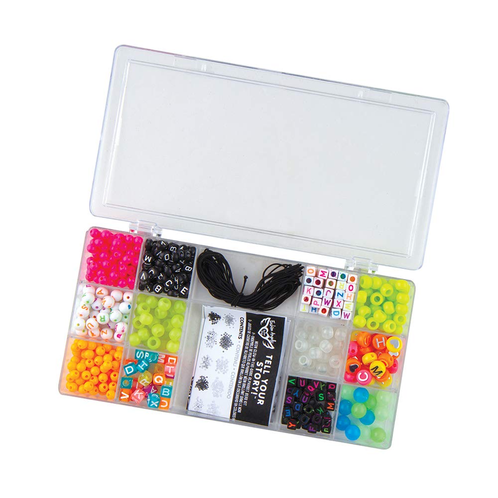 Includes 500 Fashion Angels Tell Your Story Neon Bead Case 12517 Bracelet Making Kit Beads,multi