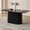 Black, variant on 63" Rectangle Dining Table for 4-6 Person, Modern Mid-century Farmhouse Large Kitchen Table w/Wood Strip Pedestal Base, Rustic Dinner Table for Breakfast Dining Reception Room, Brown