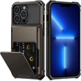 thumbnail image 1 of KOMI pour iPhone 13 Pro Étui avec Porte-Cartes [Ranger 5 Cartes] Double Couche Robuste Antichoc Étui Portefeuille iPhone 13 Pro avec Fente pour Carte Cachée Grand Étui de Rangement pour iPhone 13 Pro (Gunmetal), 1 of 5