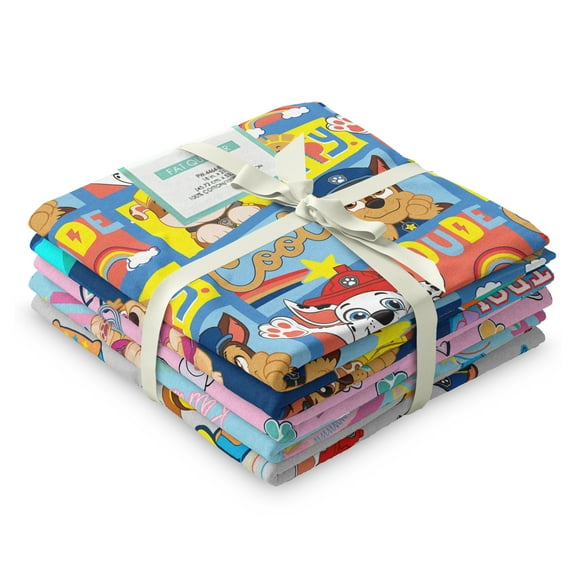 Paw Patrol 21" x 18" Cotton Fat Quarter Precut Bundle, 5 Pieces, Multicolor