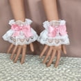 thumbnail image 5 of SPHET Women Lolita Hand Sleeve Wrist Cuffs Ruffled Lace Bowknot Maid Cosplay Bracelet, 5 of 19