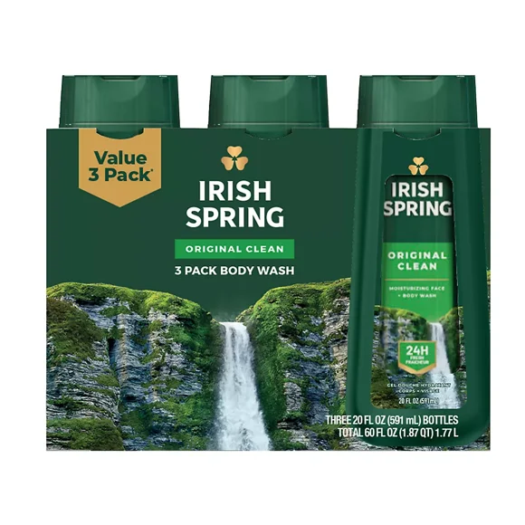 Irish Spring Gel Douche Original Clean pour Hommes, 3 ct./20 oz.