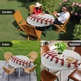 thumbnail image 4 of Baseball Round Tablecloth for 36-44 Inch Tables, Fitted Table Cover with Elastic Edge, Red White Texture Sports Ball Minimalist Waterproof Outdoor Table Cloth Protector for Patio Garden Dinner Picnic, 4 of 9