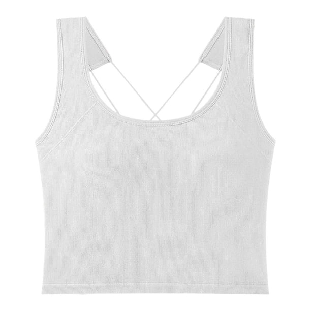 Camiseta sin mangas con relleno en el pecho para mujer: top corto, capa interior de cintura alta para verano