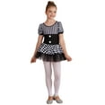 thumbnail image 3 of YiZYiF Kids Girls Halloween Carnival Circus Clown Costume Stripes Checkerboard Print Tutu Dress Leotard Dancewear Black 14, 3 of 7