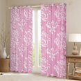 thumbnail image 2 of Manfei Vintage Damask Blackout Curtains Set of 2 (52x84 Each),Boho Flower Window Curtains,Pink Victorian Floral Curtains and Drapes For Girl Kids,Breathable Bedroom Decorative, 2 of 6
