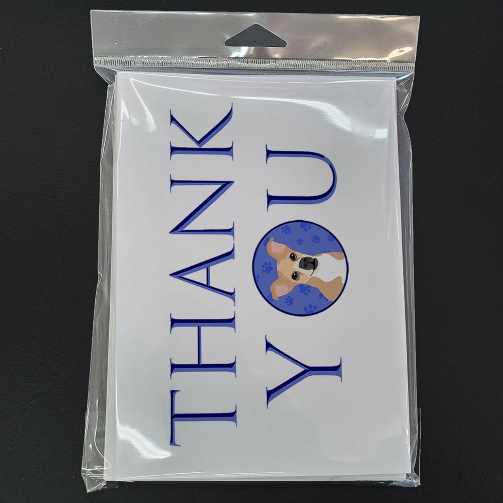Chihuahua Gold and White Thank You Greeting Cards and Envelopes Pack of 8 7 in x 5 in
