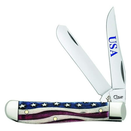 WR XX Pocket Knife Patriotic Smooth Natural Bone Mini Trapper Item #64135 - (6207 SS) - Length Closed: 3 1/2 Inches