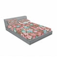 thumbnail image 3 of Floral Bedding Set with Sheet & Covers, Vibrant Bunch of Various Flower Petals Florets Shabby Form Illustration, Printed Bedroom Decor 2 Shams, 4 Sizes, Pink Brown and Teal, by Ambesonne, 3 of 3