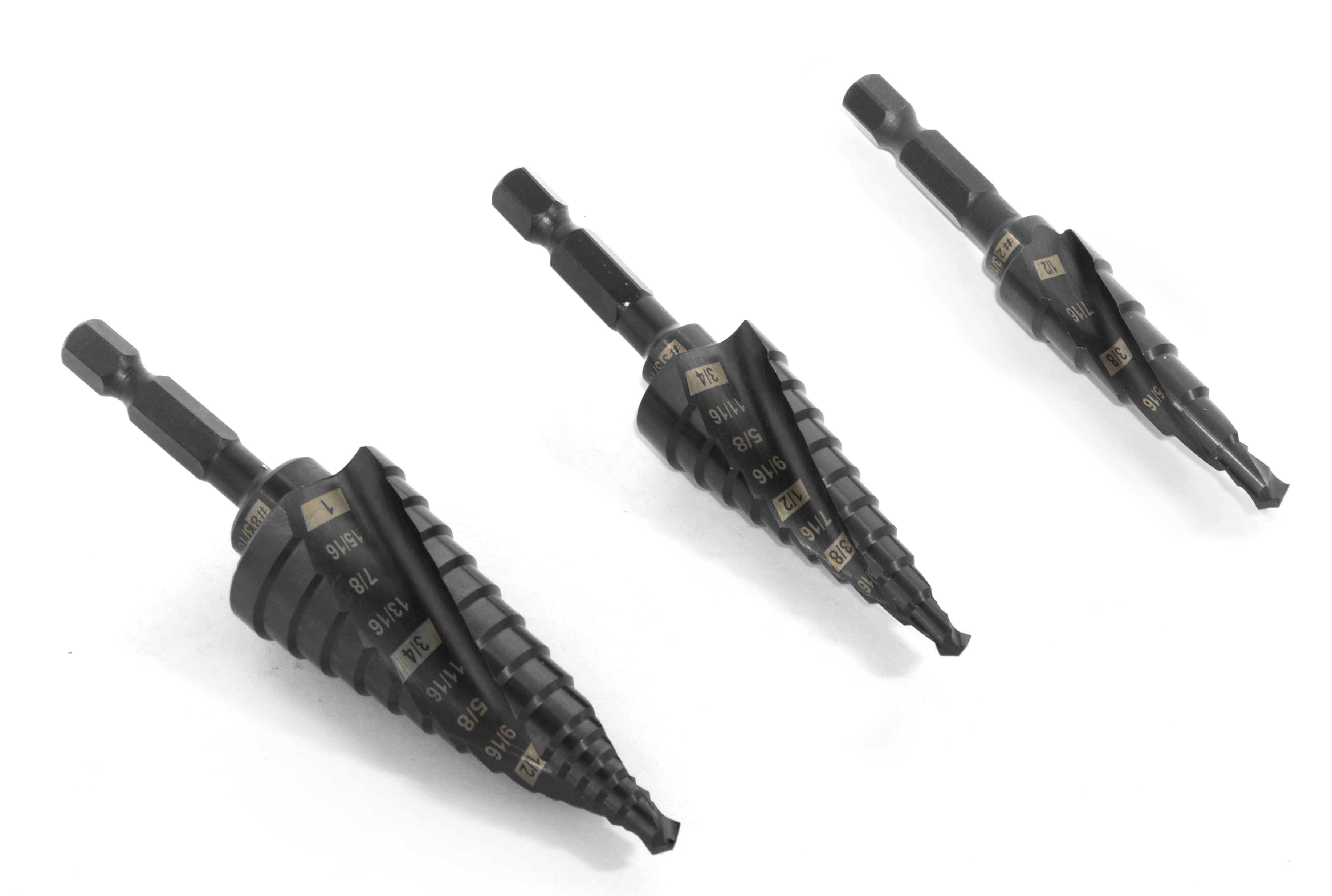 WEN 3-Piece Impact-Duty Titanium Step Drill Bit Set with #2, #3, and #8 Step Drill Bits