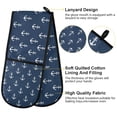 thumbnail image 2 of Yayeee Double Oven Mitt Kitchen Heat Resistant Baking 35" x7" Quilted Cotton Glove, Navy Blue Anchors Pattern, 2 of 6