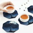 thumbnail image 4 of Leather Coasters with Heat-resistant for Drinks, Starry Sky Moon Tree A -标题2 Octagon, 4 of 5