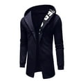thumbnail image 4 of Handshe Men's Stylish Solid - Color Letter - Spliced Long - Sleeve Hooded Casual Jacket, 4 of 8