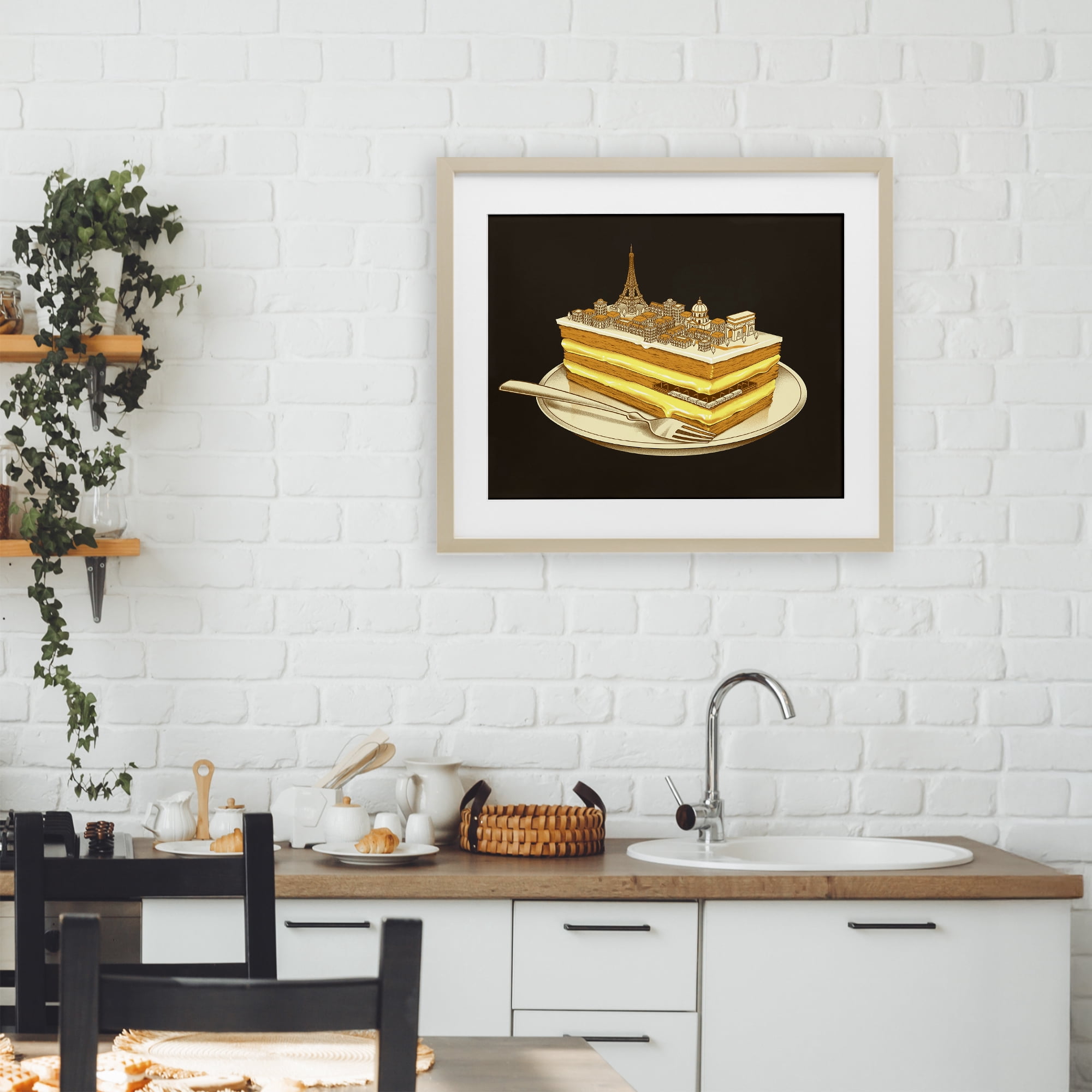 Stupell Industries Hungry For Travels Paris Birch Framed Print Under Glass, design by Tobe Fonseca