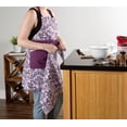 thumbnail image 5 of 37.5" White and Eggplant Purple Damask Pattern Apron, 5 of 6