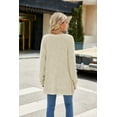 thumbnail image 3 of Women's Round Neck Long Sleeve Ribbed Brushed Slit T-Shirt Top, 3 of 3