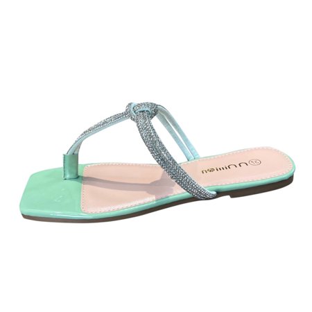 

Flip Flops for Women Women S 2023 Summer New Large Diamond Slippers Herringbone Slipper Flat Sandals Flip Flops Pu Green 41