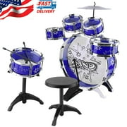 Kids Junior Drum Kit Tom Drums Stool Drumsticks Set Musical Instrument Best Gift