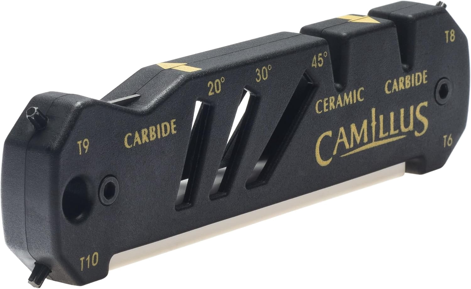 GLIDE Compact Durable Easy-to-Use V-Notch Ceramic Carbide Multi-Angle Multitool Sharpener for Knives, Axes, Shears & Hooks