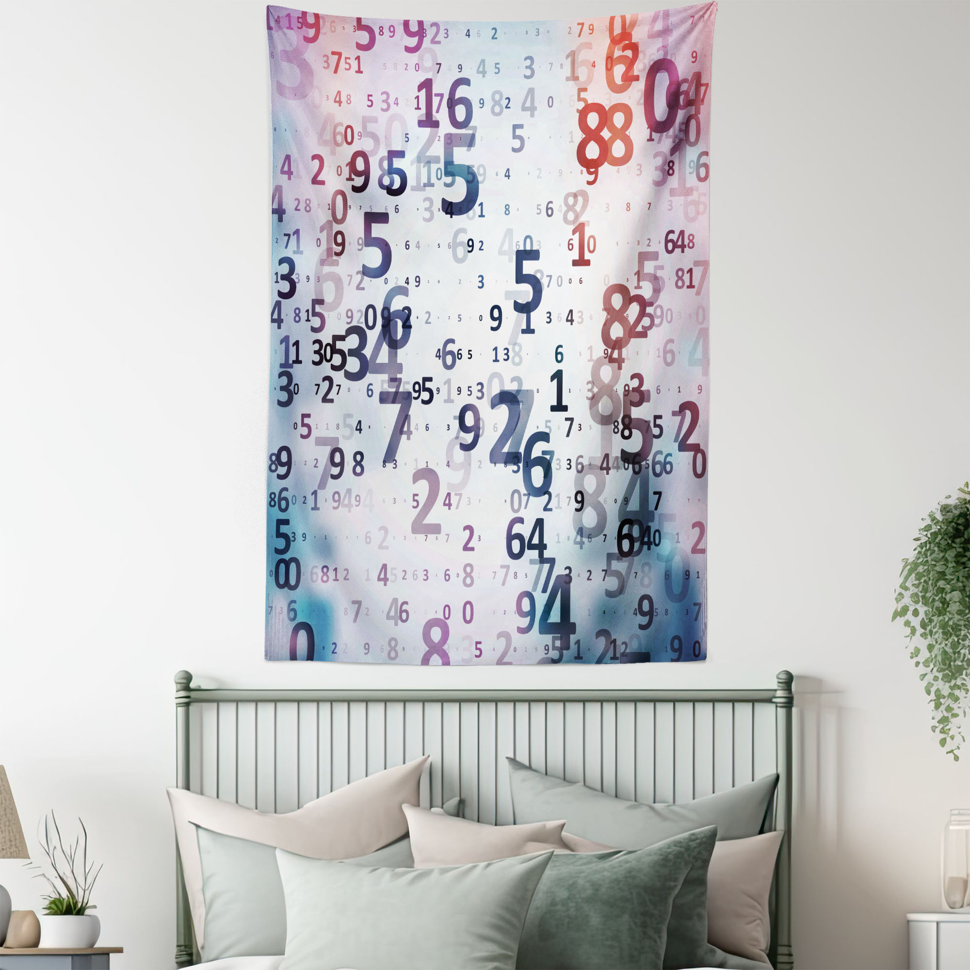 Ambesonne Abstract Computer Mouse Pad, Curved Ocean Waves with Sun Rising with Vibrant Sharp Rays Seascape Art, Rectangle Non-Slip Rubber Mousepad X-L : Ambesonne Abstract Tapestry, Digital Code Numbers