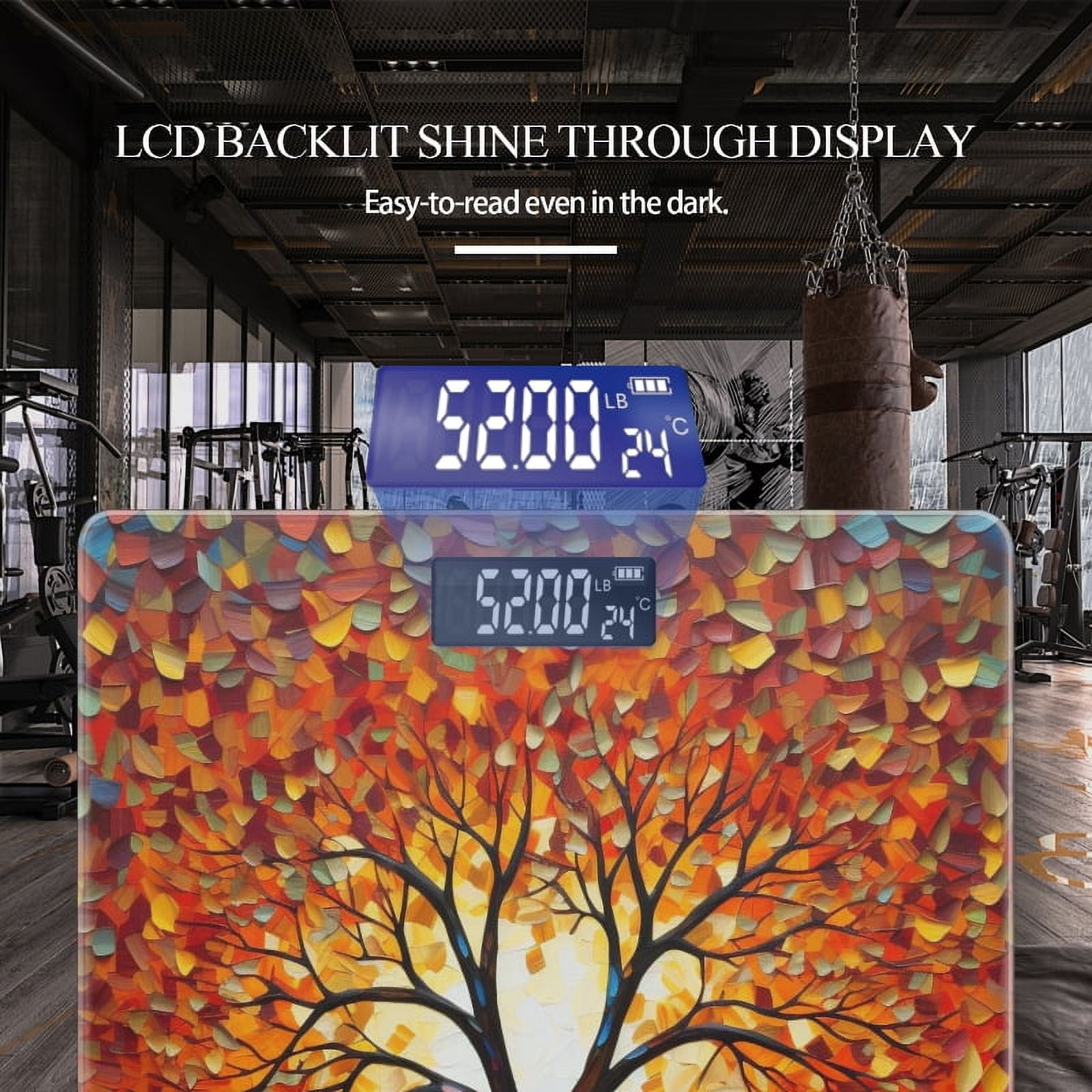 Bathroom Scale, Highly Accurate Digital Body Scale,Precisely Measures Weight up to 400 lbs-Oil Painting Of Tree With Leaves In The Shape Of Sunset