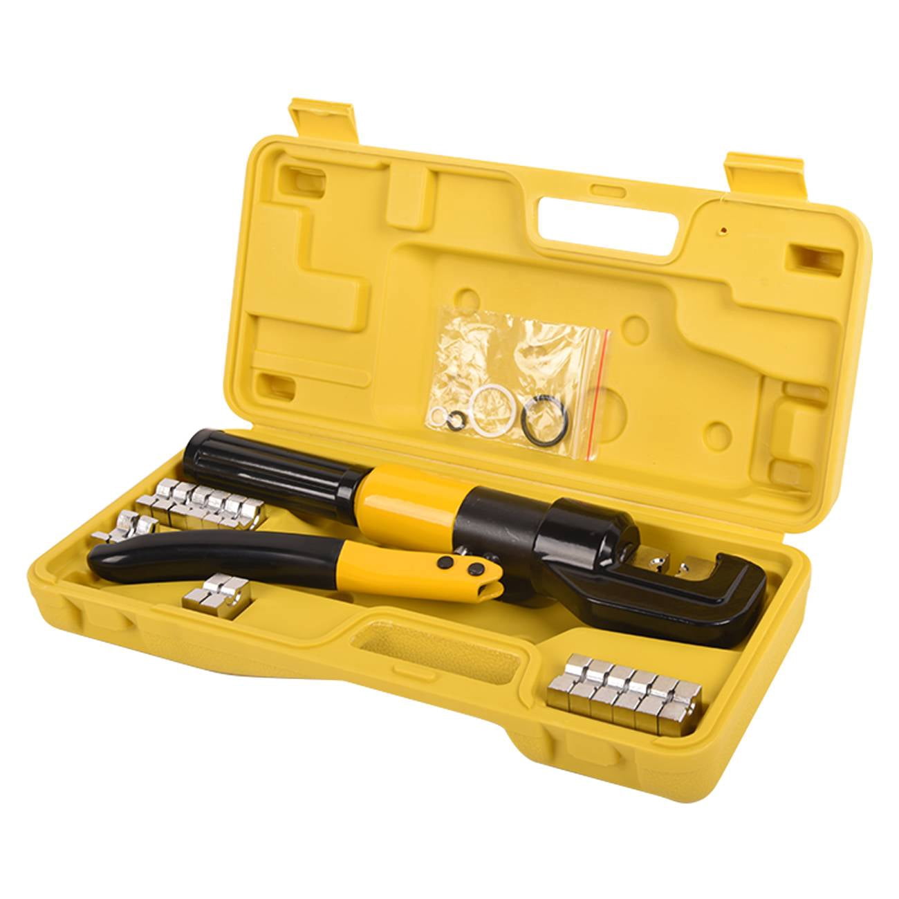 TOPAZ 10T Hydraulic Crimping Tool 12-2/0 AWG Battery Cable Crimping Tool 0.43 inch Stroke Hydraulic Lug Crimper Electrical Terminal Crimper with 8 Pairs of Die Sets