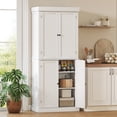 thumbnail image 2 of HOMCOM Freestanding 4 Door Kitchen Pantry Cabinet with Shelves White, 2 of 10