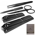 thumbnail image 1 of Kit de manicura y pedicura, cortaúñas, uñas de manos y pies, tijeras Vibrissac, 5 piezas, las mejores herramientas de cuidado para hombres y mujeres con estuche de viaje (gris/negro_A) (gris/negro_A), 1 of 5