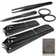 thumbnail image 1 of Kit de manicura y pedicura, cortaúñas, uñas de manos y pies, tijeras Vibrissac, 5 piezas, las mejores herramientas de cuidado para hombres y mujeres con estuche de viaje (gris/negro_A) (gris/negro_A), 1 of 5