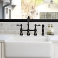 thumbnail image 2 of Akicon Two-Handles Bridge Kitchen Faucet with Side Sprayer 8-3/8 Inch High Arc Matte Black Matte, 2 of 5