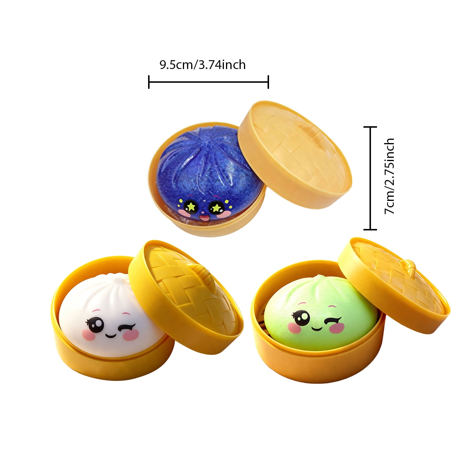 Cute Squishy Dumpling Large with Steamer, Squishy Dumpling Doll with Cute Expressions, Silicone Bun Sensory Fidget Dolls, Hand Pinching Decompression Dolls