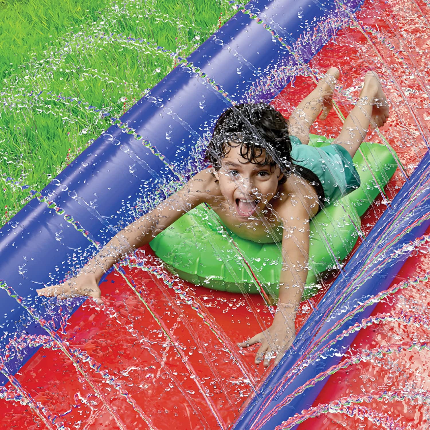 Stargo Double Lawn Water Slide Spraying Slip and Slide, Giant Backyard 25 feet Slide with 2 Inflatable Sliding Body Boards and Built in Sprinkler, Outdoor Wet Summer Fun or Snow Sledge