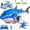 BLUE, variant on Remote Control Shark Car with 2 Batteries,2.4GHz RC Shark Truck Car Toys with Music,Lighting Effect,360° Rotating Stunts RC Car Toy for Kids 6-12