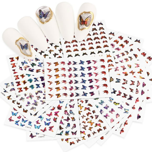 Yeacher Nail Sticker Set Mixed Butterfly Patterns for Nail Art Decoration DIY Decals Manicure Kit for Women & Kids