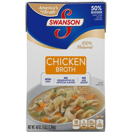 (2 Pack) Swanson Chicken Broth, 48 oz. Carton (Best Tasting Broth For Liquid Diet)