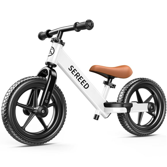 SEREED Toddler Balance Bike 2 Year Old, No Pedal Kids Bicycle Toys for 2-5 Years Old, Tool-Free Adjustment, Customize Plate with Stickers, Gift for 2-3 Boys Girls (White)