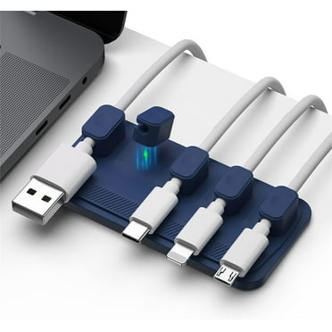Duslogis Cable Management Magnetic Cord Organizer Desktop Cable Keeper Multipurpose Cable Holder Desk Organization, 5 Clips for USB C Cables, Micro Cables, Sticks to Wood Marble Metal Glass
