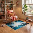 thumbnail image 3 of ODIKA 3'x5' Ultra-Soft Throw Mat, Abstract Modern Splatter Art With Distressed Ocean Blue And Gray Blend None Washable, Bare feet friendly, Easy Care Indoor rug for Bedside, Vanity, 3 of 7