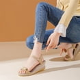 thumbnail image 6 of Women's Low Heel Platform Wedge Sandals Ladies Espadrille Open Toe Double Strap Slingback Shoes Yellow 7.5, 6 of 7