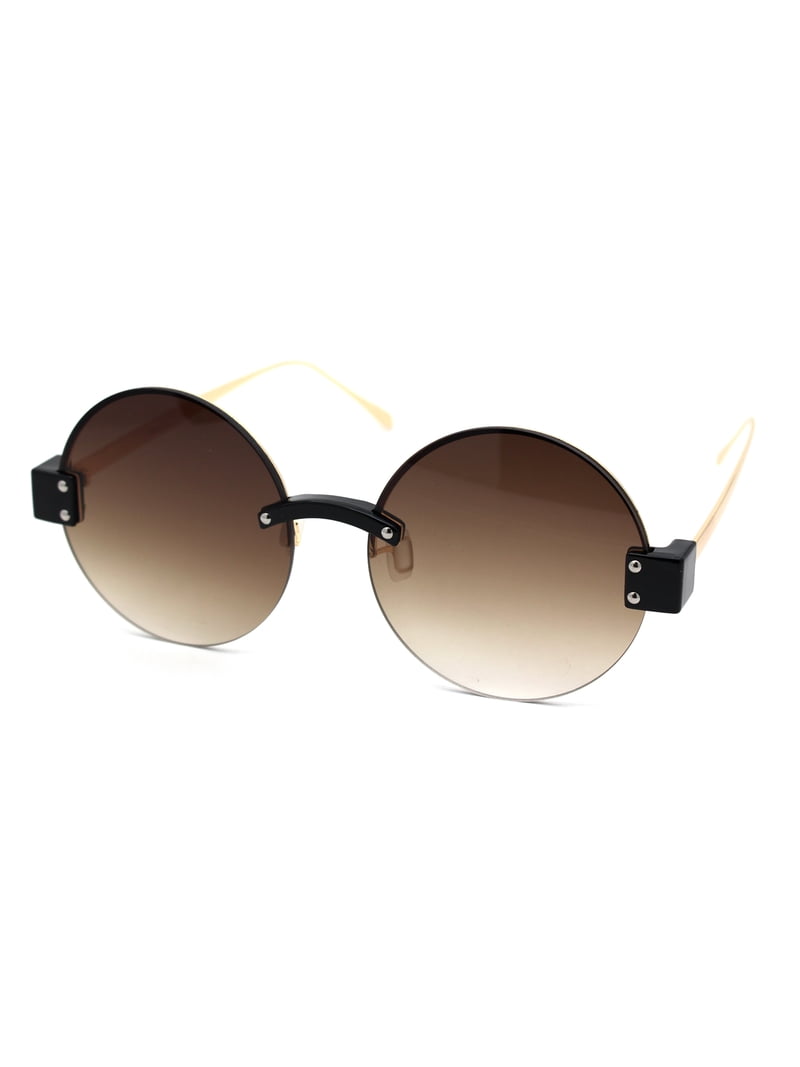 Womens Retro Exposed Lens Round Circle Lens 80s Sunglasses  display picture 1