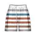 thumbnail image 4 of Olyvenn Stylish Women's Summer Trendy Striped Gradient Color Block Shorts Drawstring Elastic Waist Wide Leg Casual Fit Shorts Coffee XL, 4 of 5