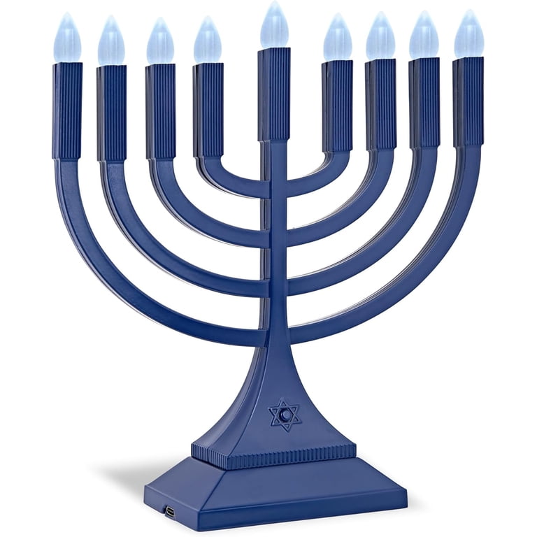 Zion Judaica LED Menorah, Blue, 9", Battery or USB photo 4