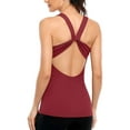 thumbnail image 3 of Women's Square Neck Quick Dry Stratch Camisole Backless Cross Knot Sport Tank Tops, 3 of 6