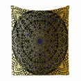thumbnail image 1 of Mandala Soft Flannel Fleece Throw Blanket, Large Detailed Round and Vintage Mandala Lotus Inspired Ethnicity, Cozy Plush for Indoor and Outdoor Use, 50" x 70", Navy Blue Yellow, by Ambesonne, 1 of 6
